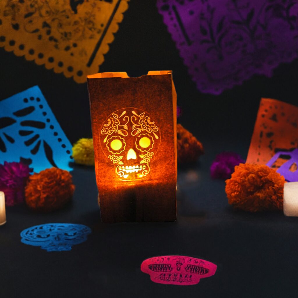 Day of the dead luminaria at a fiesta